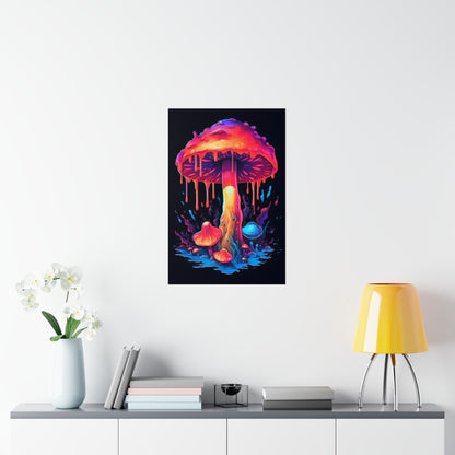 Trippy Dripping Mushroom Poster Print, Wall Image Art Vertical Cool Paper Artwork Small Large Room Office Decor Starcove Fashion
