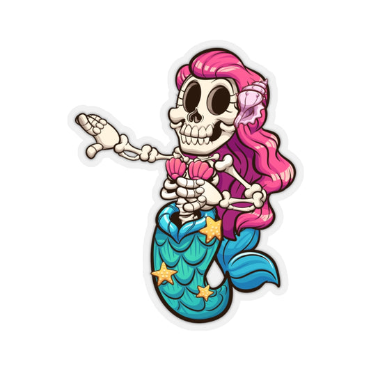Skeleton Mermaid Sticker, Cute Kawaii Goth Character Decal Label Phone Macbook Small Large Cool Art Computer Hydro Flask Starcove Fashion