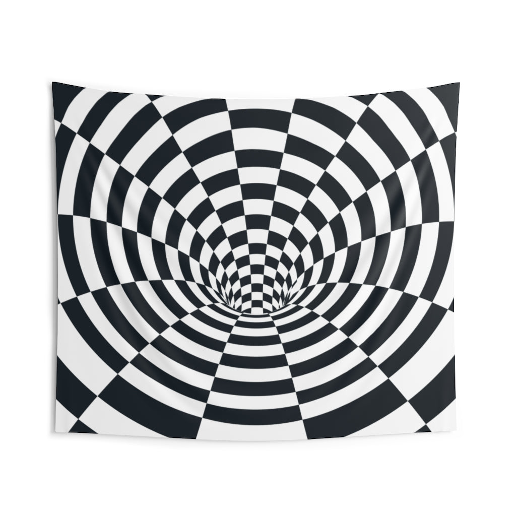 Trippy Tapestry, Dark Blue White Psychedelic Optical Illusion Landscape Indoor Wall Art Hanging Large Small Decor Home Dorm Room Gift Starcove Fashion