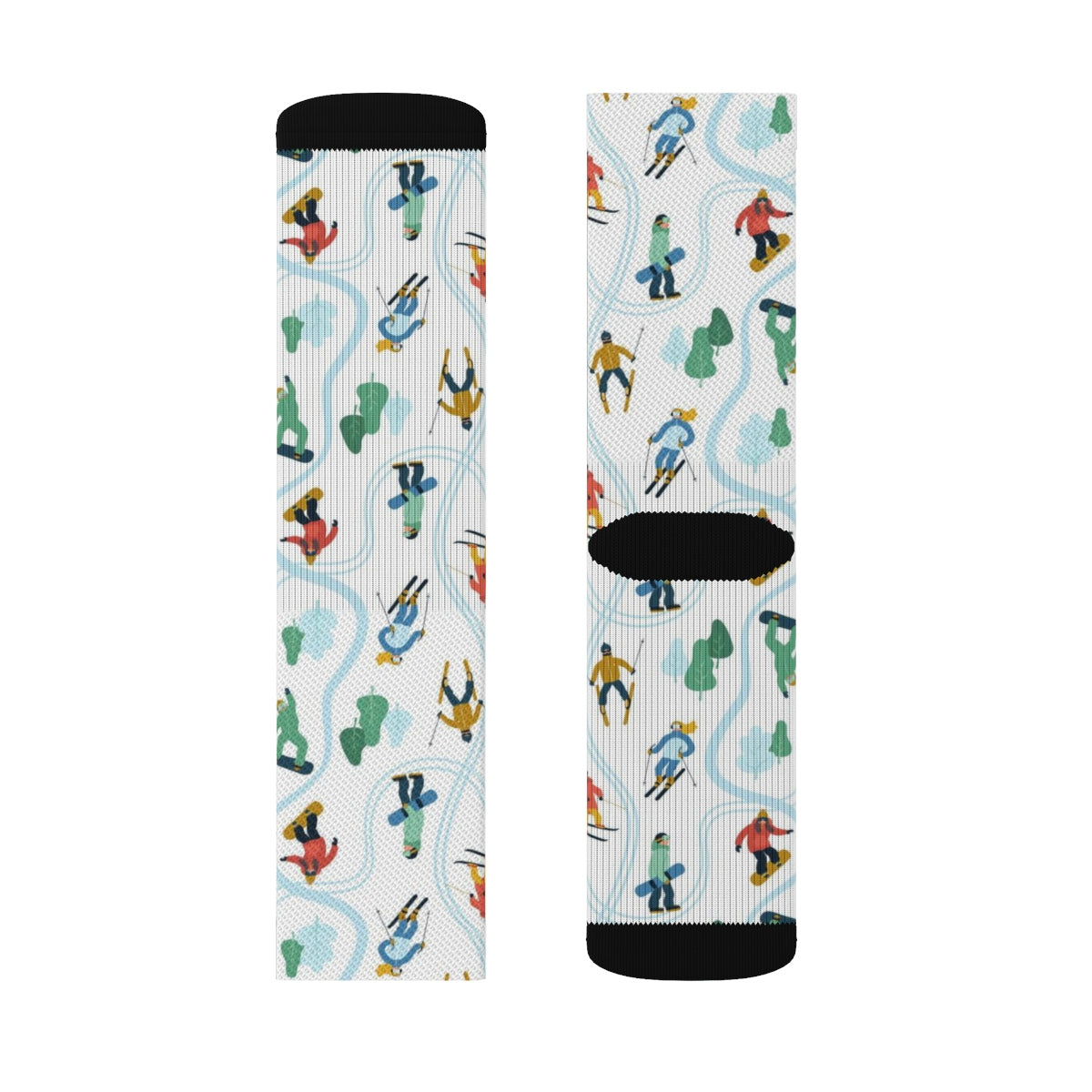 Ski Snowboarding Print Socks, Skiing Mountain 3D Sublimation Socks Women Men Funny Fun Novelty Cool Funky Crazy Casual Cute Unique Gift Starcove Fashion