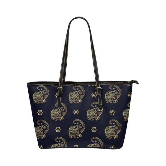 Elephant Tote Bag Purse, Animal Print Handbag Women High Grade Leather Zip Top Small Large Designer Handmade Shoulder Work Bag