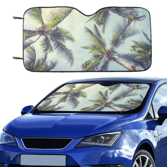 Palm Tree Windshield Sun Shade, Ocean Sea Tropical Car Accessories Auto Suv Protector Window Visor Screen Cover Decor 55" x 29.53"