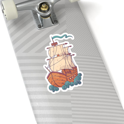 Pirate Ship Sticker, Ocean Boat Laptop Decal Vinyl Cute Waterbottle Tumbler Car Waterproof Bumper Aesthetic Die Cut Wall Mural Starcove Fashion