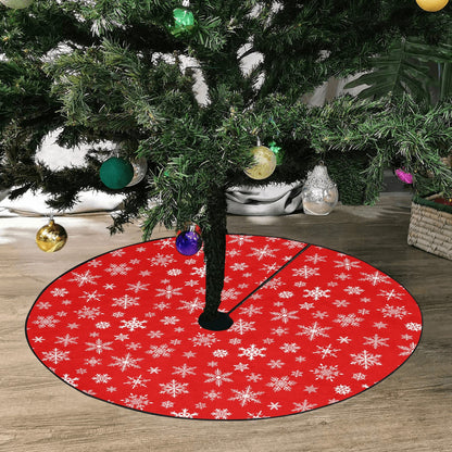 Red Christmas Tree Skirt, Snow Flakes Vintage Stand Small Large Base Washable Cover Home Decor Farmhouse Decoration Party
