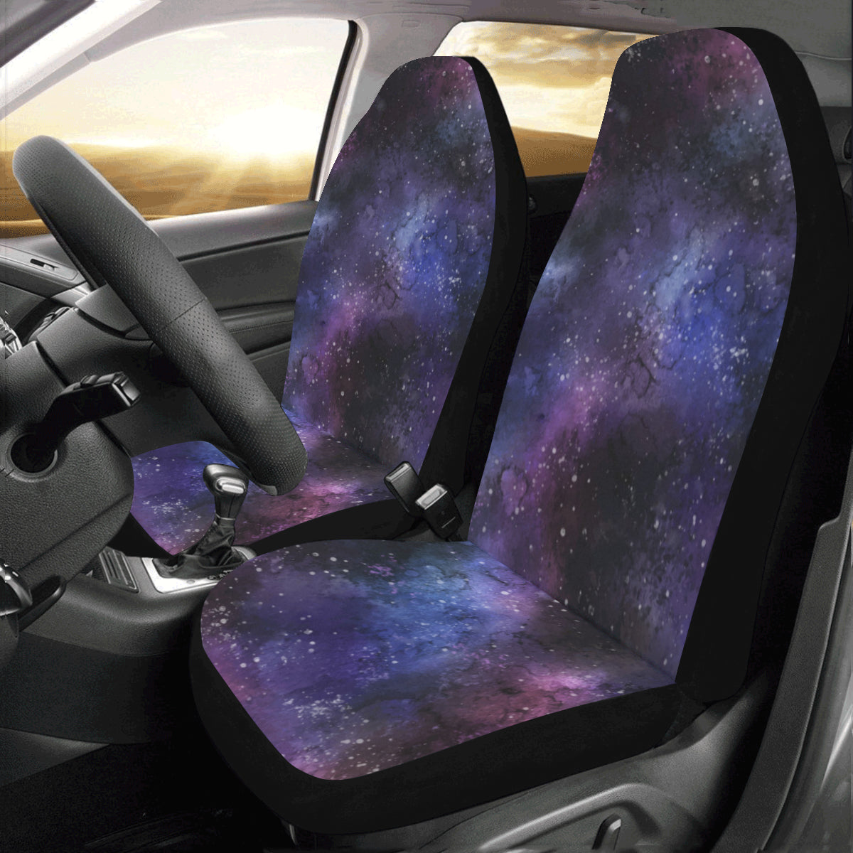Galaxy Space Car Seat Covers 2 pc, Purple Stars Night Sky Constellation Pattern Front Seat Covers SUV Seat Protector Accessory Decoration Starcove Fashion
