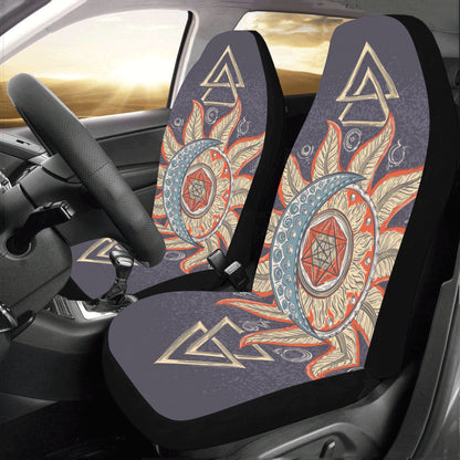 Moon Stars Car Seat Covers 2 pc Retro Sun Sky Bohemian Boho Front Seat Covers for Vehicle, Car SUV Truck Seat Protector Accessory Decoration Starcove Fashion