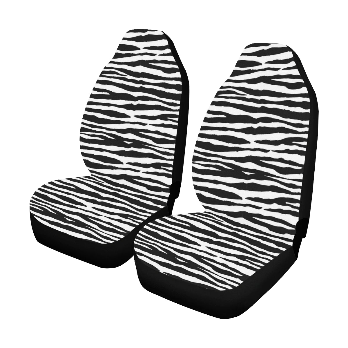Zebra Stripes Car Seat Covers 2 pc, Animal Print Black White Pattern Front Seat Covers, Car SUV Seat Protector Accessory Decoration Starcove Fashion