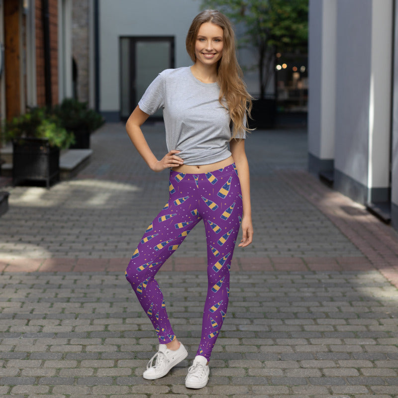 Purple Champagne Wine Bottles Leggings For Women, Printed Yoga Pants, –  Starcove Fashion