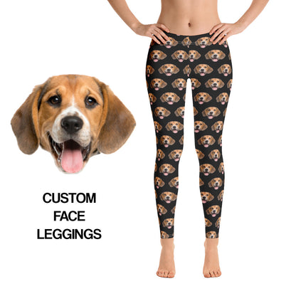 Photo Face Leggings, Dog Cat Pet Custom Yoga Pants Personalized Funny Women Bachelorette Party Workout Gym Selfie Starcove Fashion