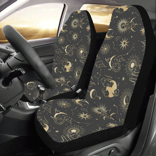 Moon Stars Car Seat Covers 2 pc Retro Sun Sky Asian Weather Front Seat Covers for Vehicle, Car SUV Truck Seat Protector Accessory Decoration Starcove Fashion