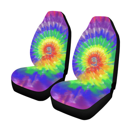 Tie Dye Car Seat Covers 2 pc, Colorful Swirl Pattern Front Seat Covers, Car SUV Seat Protector Accessory Starcove Fashion