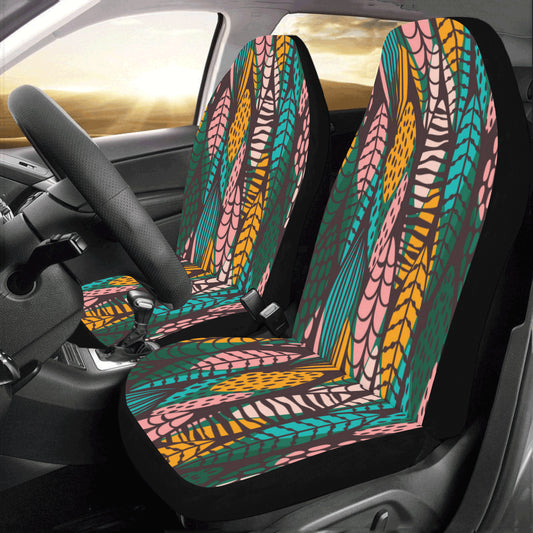 Surfing Boho Car Seat Covers 2 pc, Leaf Aztec Tribal Indian Pattern Bohemian Art Front Seat Covers, Car SUV Seat Protector Accessory Decor Starcove Fashion
