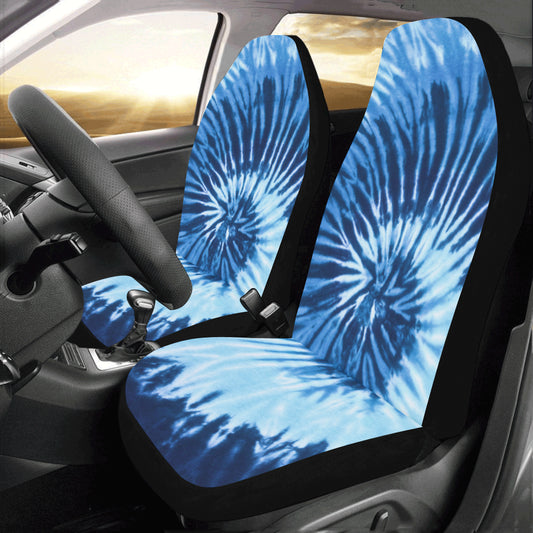 Blue Tie Dye Car Seat Covers 2 pc, Navy Indigo Swirl Pattern Front Seat Covers, Hippie Car SUV Seat Universal Fit Protector Accessory Starcove Fashion