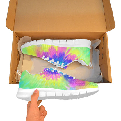 Tie dye Sneakers Shoes, Spiral Colorful Rainbow Art Hippie Blue Women's Breathable Running Sneakers Starcove Fashion