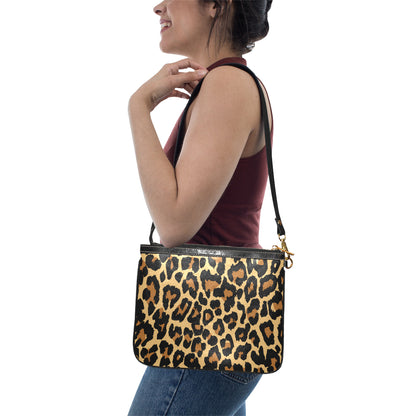 Leopard Print Small Shoulder Bag, Animal Cheetah Women Leather with Unique Cross Evening Travel Handmade Messenger Crossbody Zipper Purse Starcove Fashion