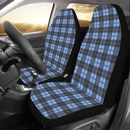 Blue Buffalo Plaid Car Seat Covers 2 pc, Tartan Checks Blue Pattern Front Seat Covers, Car SUV Seat Protector Accessory Decoration Starcove Fashion