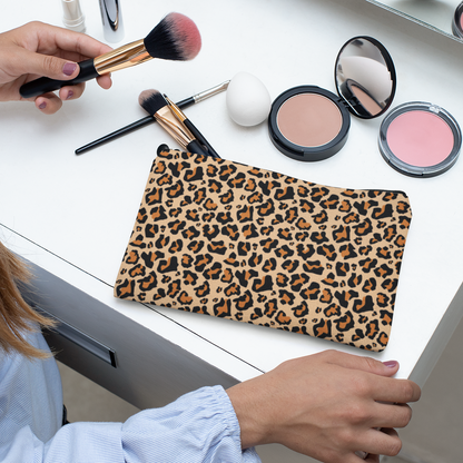 Leopard Makeup Bag, Animal Print Cheetah Pencil Case Pouch Holder, Cute Pen Coin Travel Cosmetic Bag Accessory Canvas Zipper Organizer Starcove Fashion