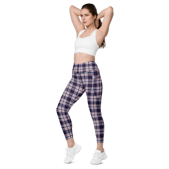 Purple Black Tie Dye Women Leggings Side Pockets, Printed Yoga Pants  Graphic Workout Running Gym Designer Plus Size Tights 