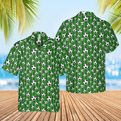 Football Soccer Men Hawaiian shirt, Green Print Vintage Retro Summer Tropical Hawaii Aloha Beach Plus Size Cool Button Down Shirt Starcove Fashion