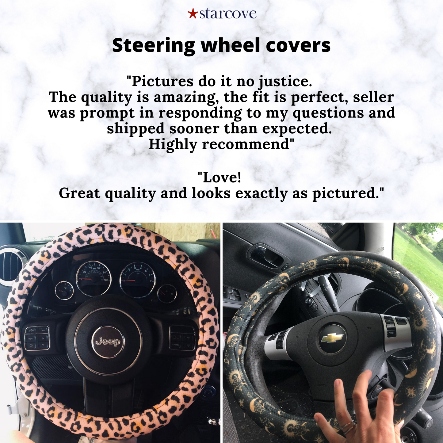 Sun Moon Steering Wheel Cover with Anti-Slip Insert, Black Celestial Astrology Witchy Goth Women Print Car Auto Wrap Protector Accessories Starcove Fashion