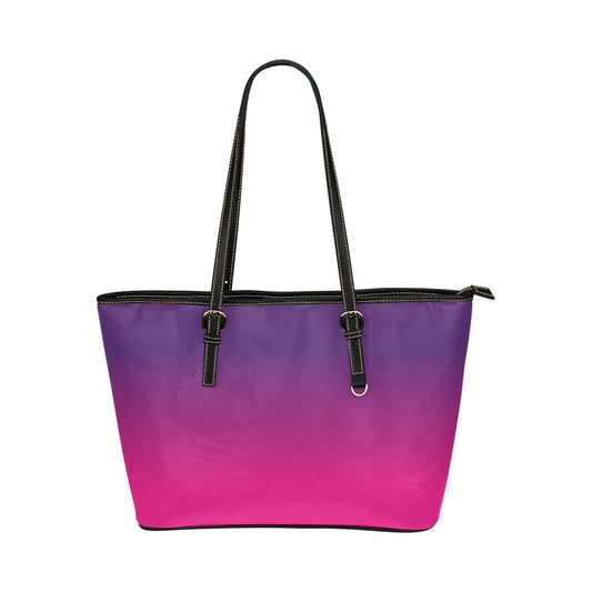 Pink Purple Ombre Tote Bag Purse, Gradient Tie Dye Vegan Leather Small Large Handbag Zip on Top Designer Handmade Shoulder Ladies Women