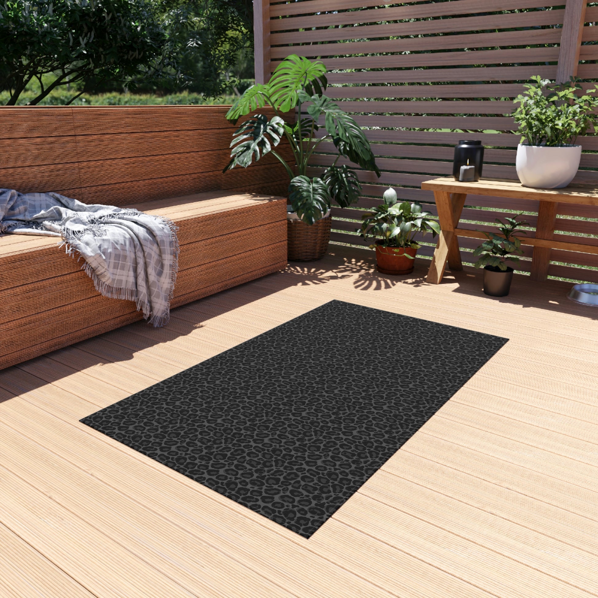 Black Leopard Outdoor Area Rug, Animal Print Waterproof Carpet Home Fl –  Starcove Fashion