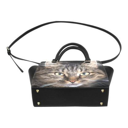 Cat Purse Handbag, Cute Kitten Animal Print High Grade Vegan Leather Designer Women Girl Gift Satchel Top Handle Bag with Shoulder Strap Zip Starcove Fashion