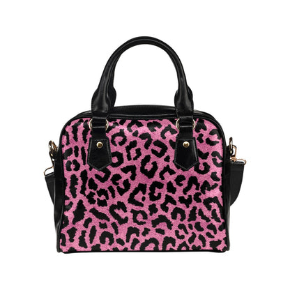 Pink Leopard Purse, Animal Print Cheetah Cute Small Shoulder Bag High Vegan Black Leather Women Crossbody Designer Handbag Bag