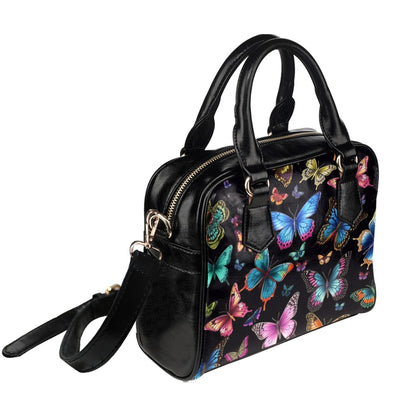 Butterfly Leather Purse, Women Designer Handbag Animal Print Black Small Cute Shoulder Vegan Leather Crossbody Bag Ladies Starcove Fashion