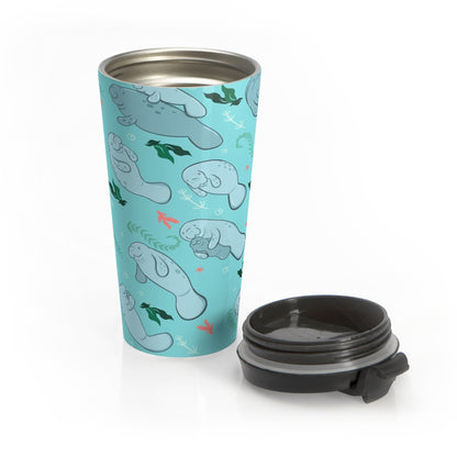 Manatee Stainless Steel Travel Mug, Ocean Sea Algae Eco Friendly Cup Flask Coffee Traveler Tumbler Lid Office Gift Men Women Starcove Fashion