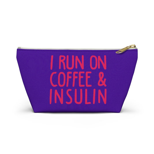 I Run On Coffee And Insulin Bag, Diabetes Supply Bag, Funny diabetic Type 1, Insulin Pump Pouch Travel Case Accessory w T-bottom Starcove Fashion