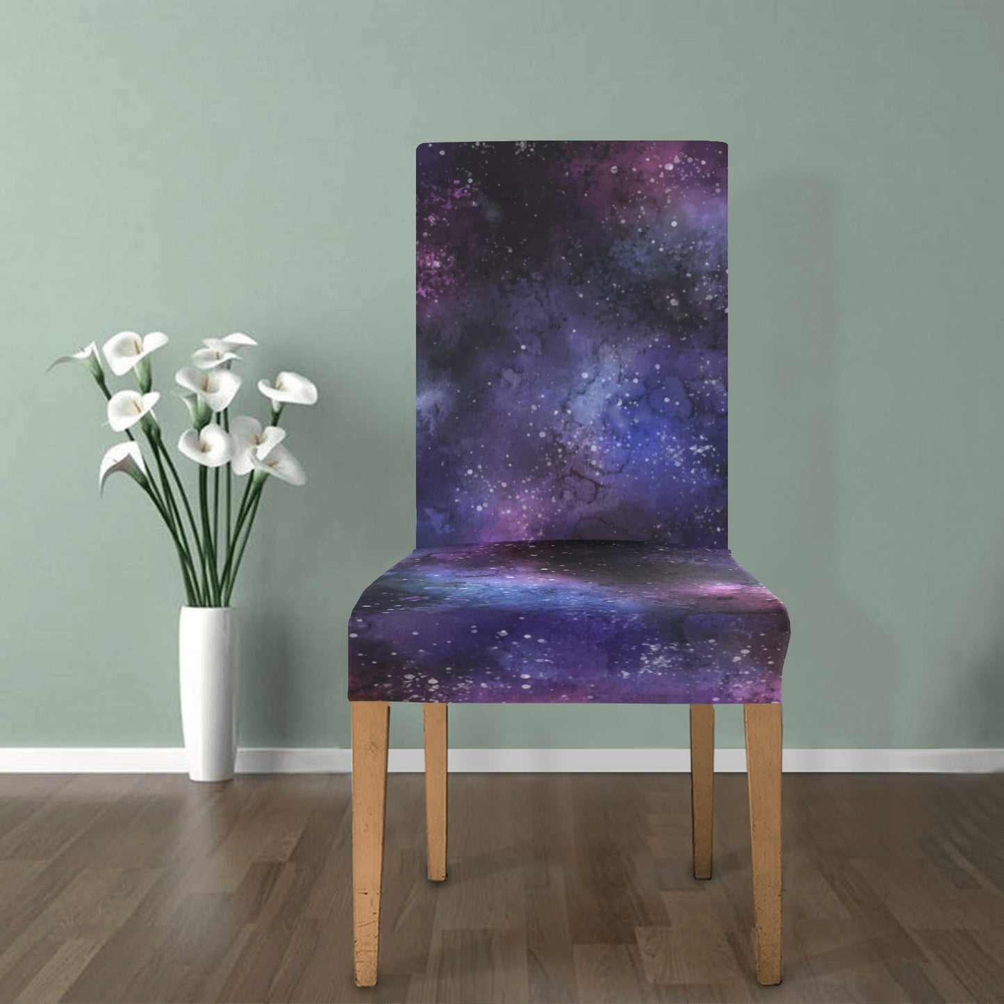 Galaxy Space Dining Chair Seat Covers, Universe Purple Nebula Stretch Slipcover Furniture Dining Room Home Decor Starcove Fashion