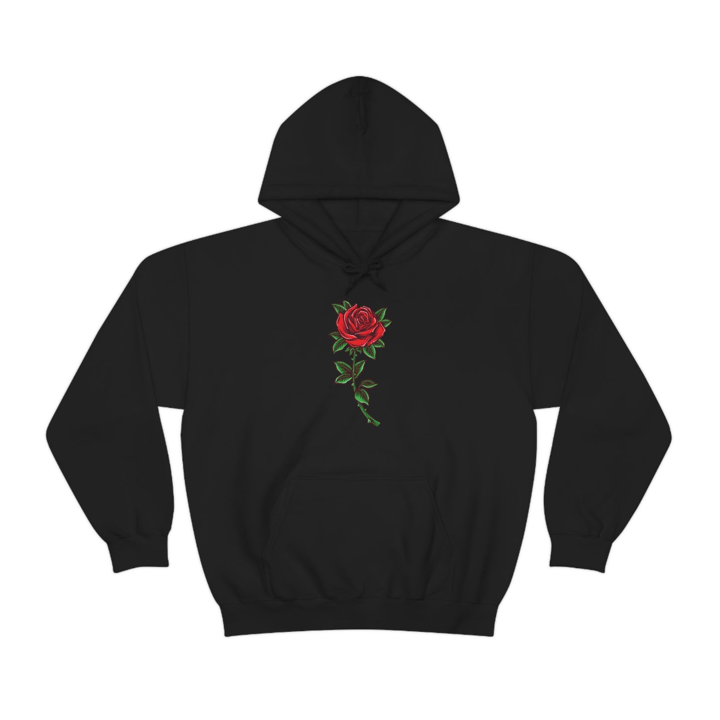Red Rose Hoodie, Flowers Floral Pullover Men Women Adult Aesthetic Graphic Cotton Punk Goth Hooded Sweatshirt with Pockets