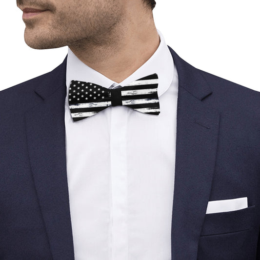 USA American Flag Bow Tie, Distressed Black Design Patriotic Classic Chic Adjustable Bowtie Gift Him Men Tuxedo Groomsmen Necktie Wedding Starcove Fashion