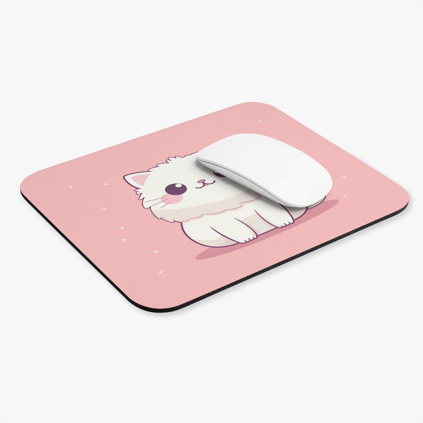 Cute Cat Mouse Pad, Pink Computer Gaming Unique Desk Cool Decorative Aesthetic Design Square Mat Starcove Fashion