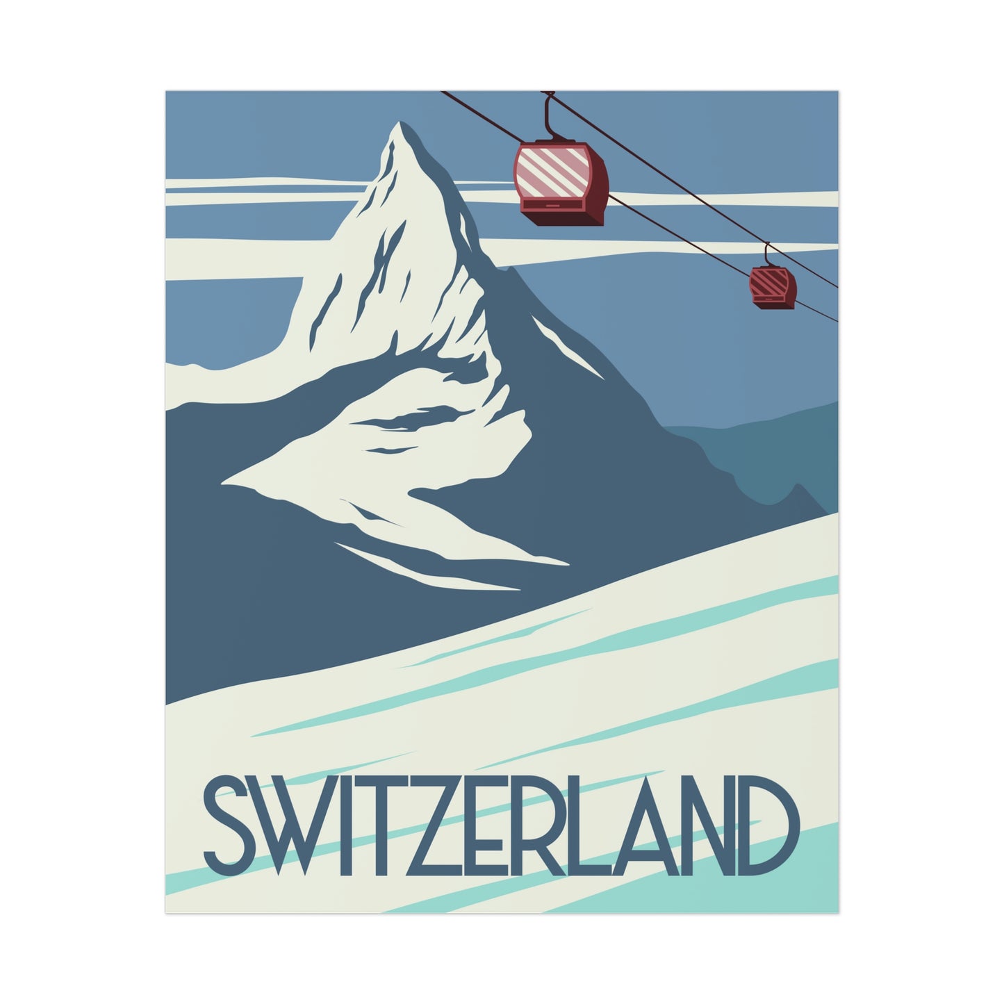 Vintage Ski Poster, Switzerland Matterhorn Mountain Gondola Retro Print Wall Art Vertical Travel Artwork Small Large Decor Uncoated Paper Starcove Fashion