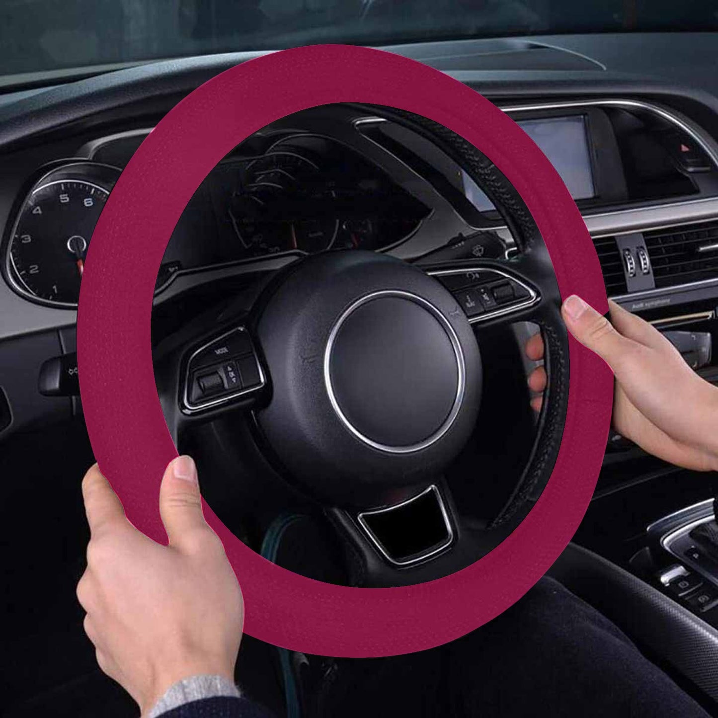 Wine Red Steering Wheel Cover with Anti-Slip Insert, Burgundy Solid Color Car Auto Wrap Protector Women Men Accessories Starcove Fashion