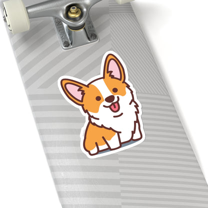 Cute Corgi Puppy Sticker, Happy Dog Laptop Decal Vinyl Cute Waterbottle Tumbler Car Bumper Aesthetic Die Cut Wall Mural Starcove Fashion