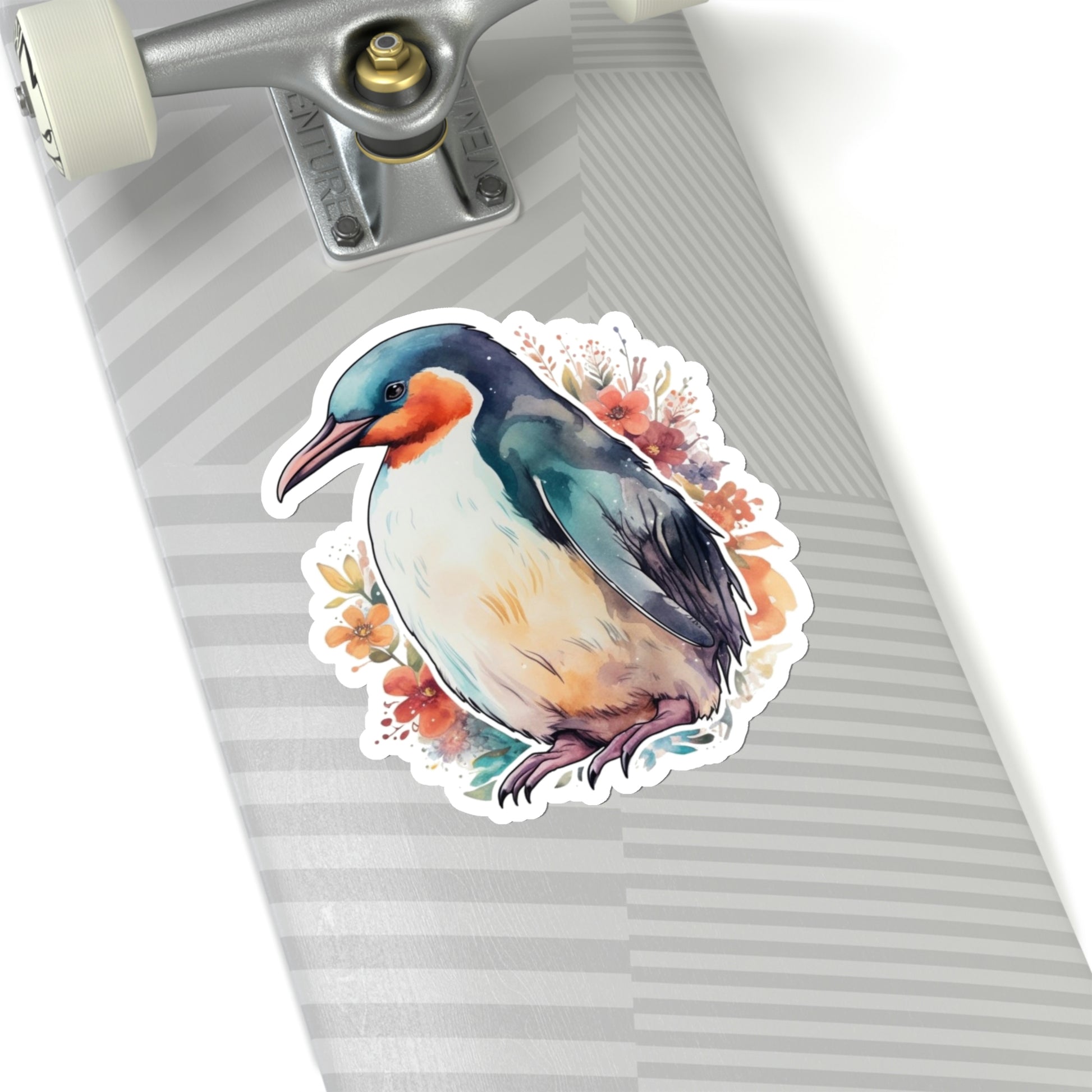 Penguin Sticker, Watercolor Floral Bird Laptop Decal Vinyl Cute Waterbottle Tumbler Car Waterproof Bumper Die Cut Wall Mural Starcove Fashion