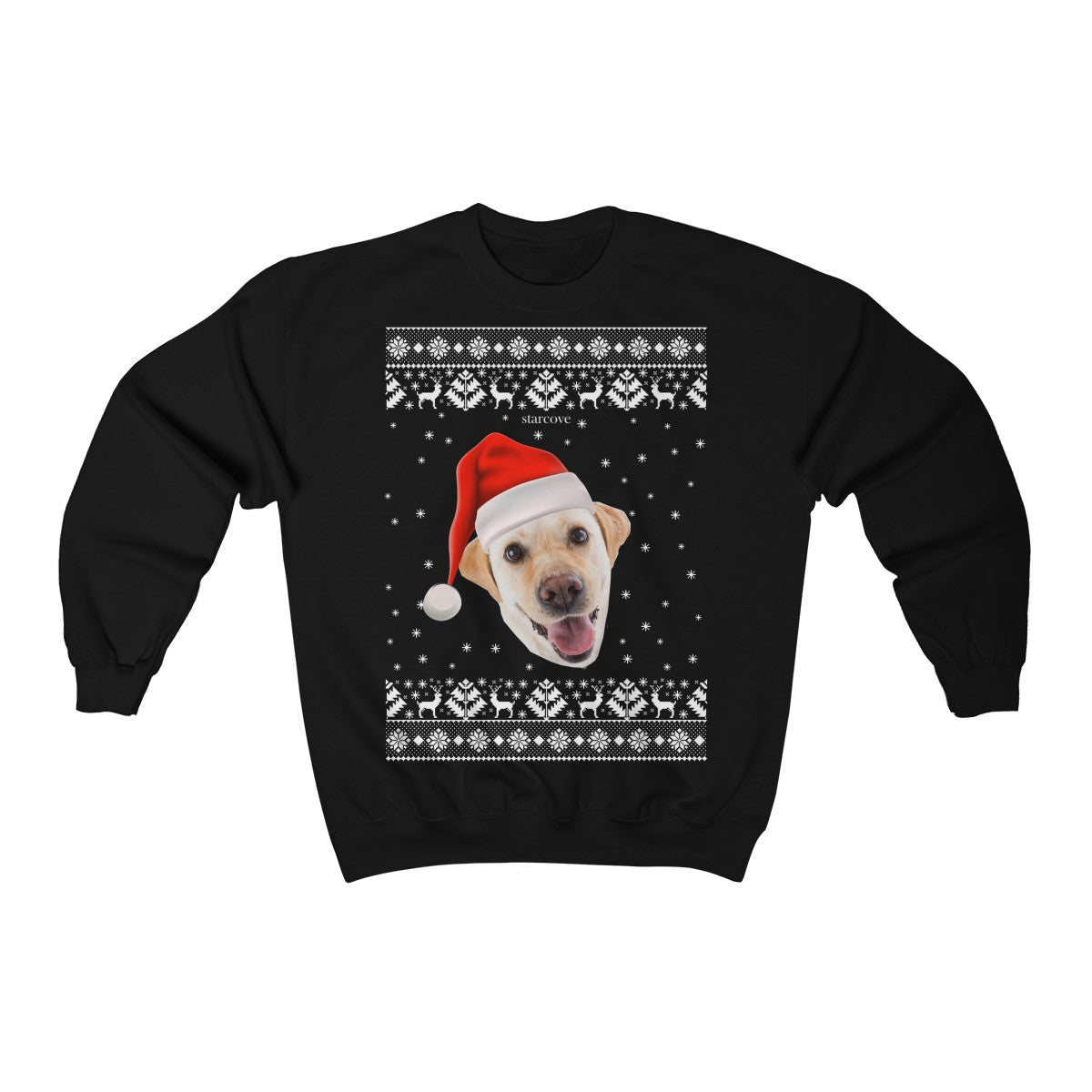 Custom Dog Face Christmas Sweater, Funny Xmas Ugly Sweatshirt Personalized Holiday Photo Dog Cat Pet Matching Family Santa Hat Gift Starcove Fashion