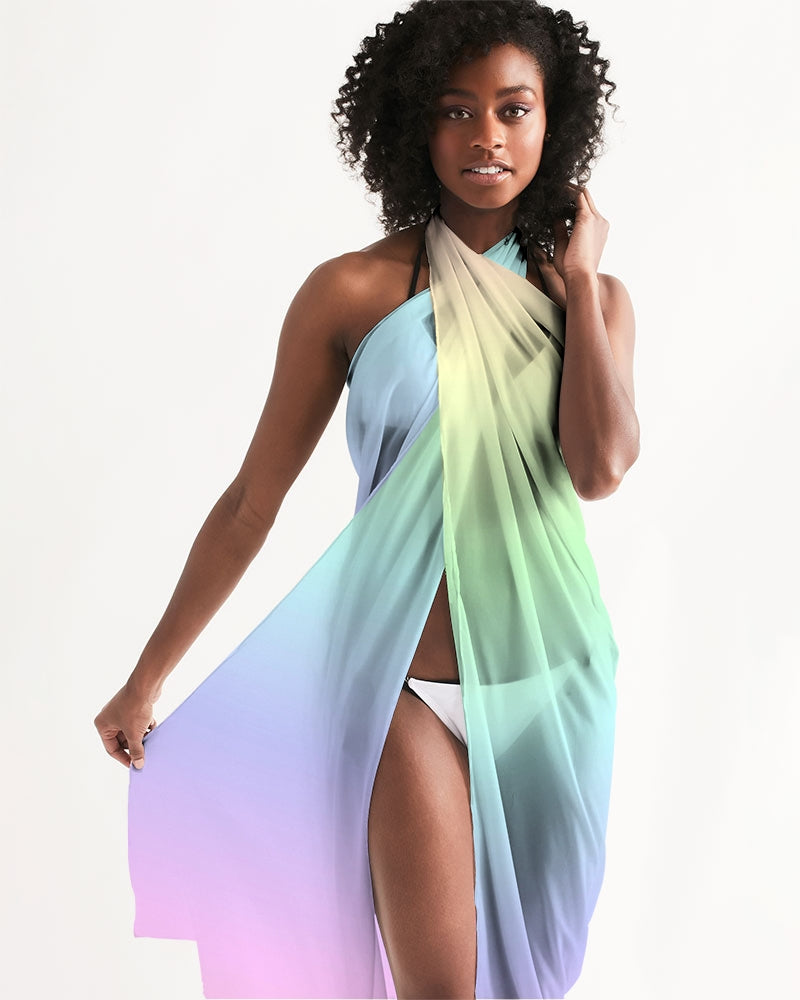 Pastel Ombre Swimsuit Cover Up Women, Rainbow Tie Dye Pink Wrap Front Sarong Bikini Bathing Suit Beach Sexy Long Flowy Skirt Coverup Starcove Fashion