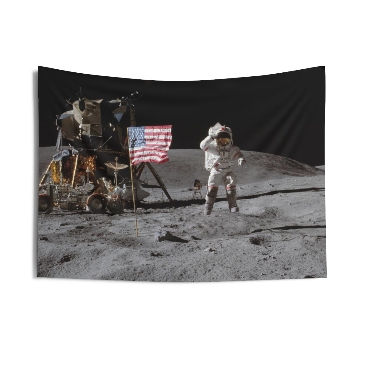 Moon Landing Tapestry, Astronaut On Lunar Surface USA Flag, Indoor Wall Tapestries Art Hanging Decor Home Dorm Room Gift Starcove Fashion