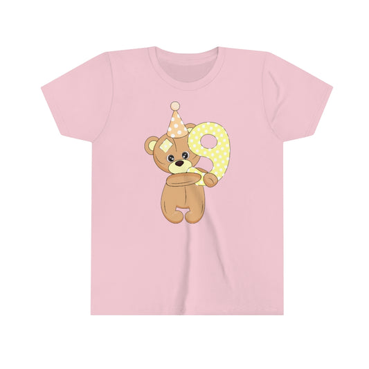 9th Birthday Girl Shirt, Teddy Bear Party Kids Youth Nine Year Old Fun Gift Crewneck Girls Tee Outfit Starcove Fashion