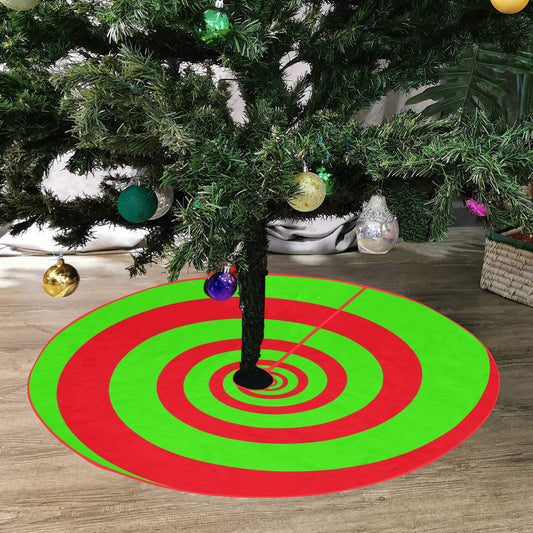 Red Lime Green Christmas Tree Skirt, Stripe Spiral Halloween Xmas Small Large Cover 30 36 48 Inch Decoration All Hallows Eve Starcove Fashion