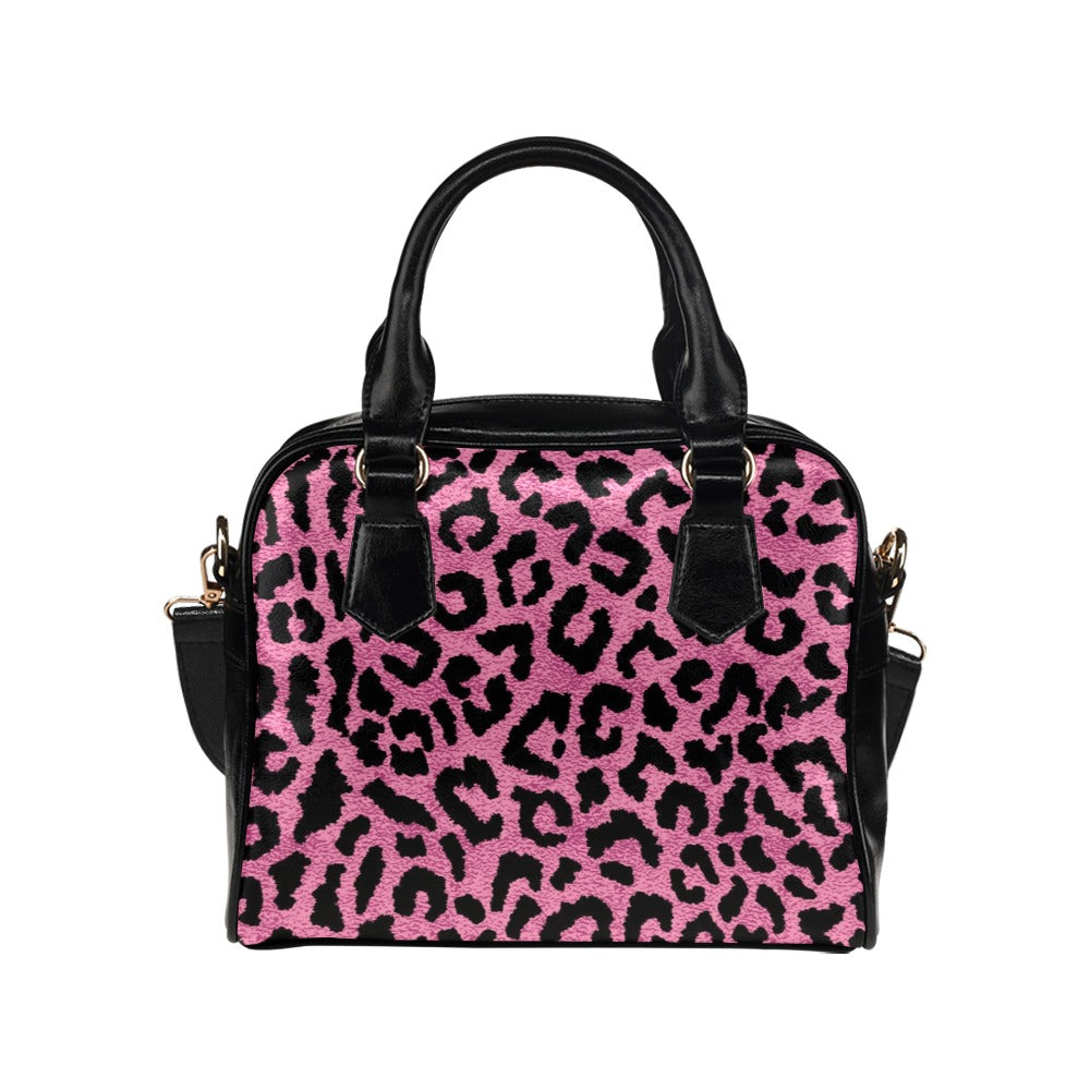Pink Leopard Purse, Animal Print Cheetah Cute Small Shoulder Bag High Vegan Black Leather Women Crossbody Designer Handbag Bag Starcove Fashion