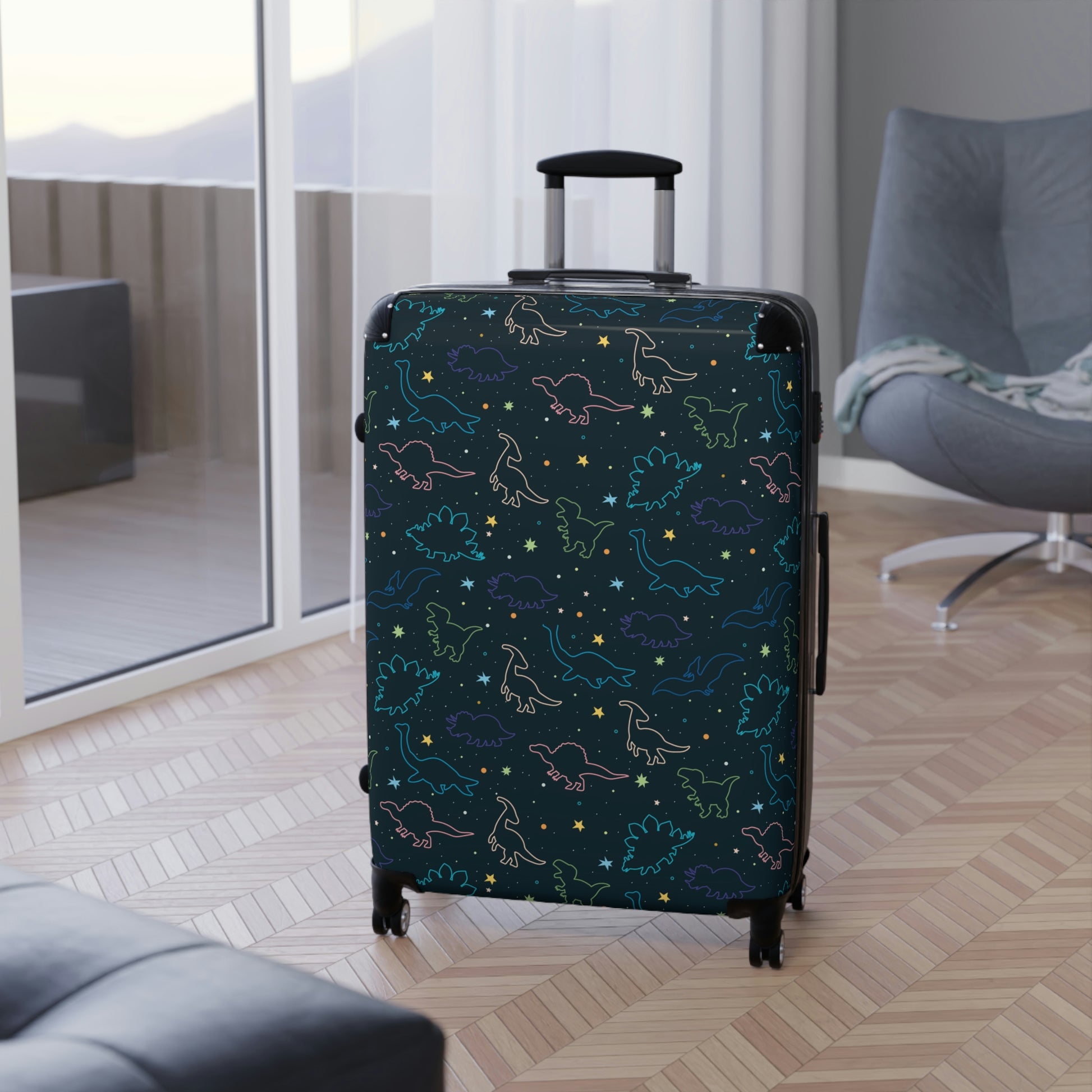 Dinosaur Suitcase Luggage, Carry On With 4 Wheels Cabin Travel Small Large Set Rolling Spinner Lock Decorative Designer Hard Shell Case Starcove Fashion