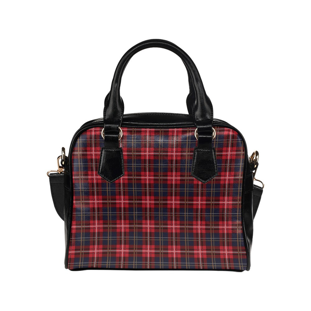 Red Buffalo Plaid Purse, Black Checkered Tartan Pattern Cute Small Shoulder Bag High Grade PU Leather Women Designer Handbag