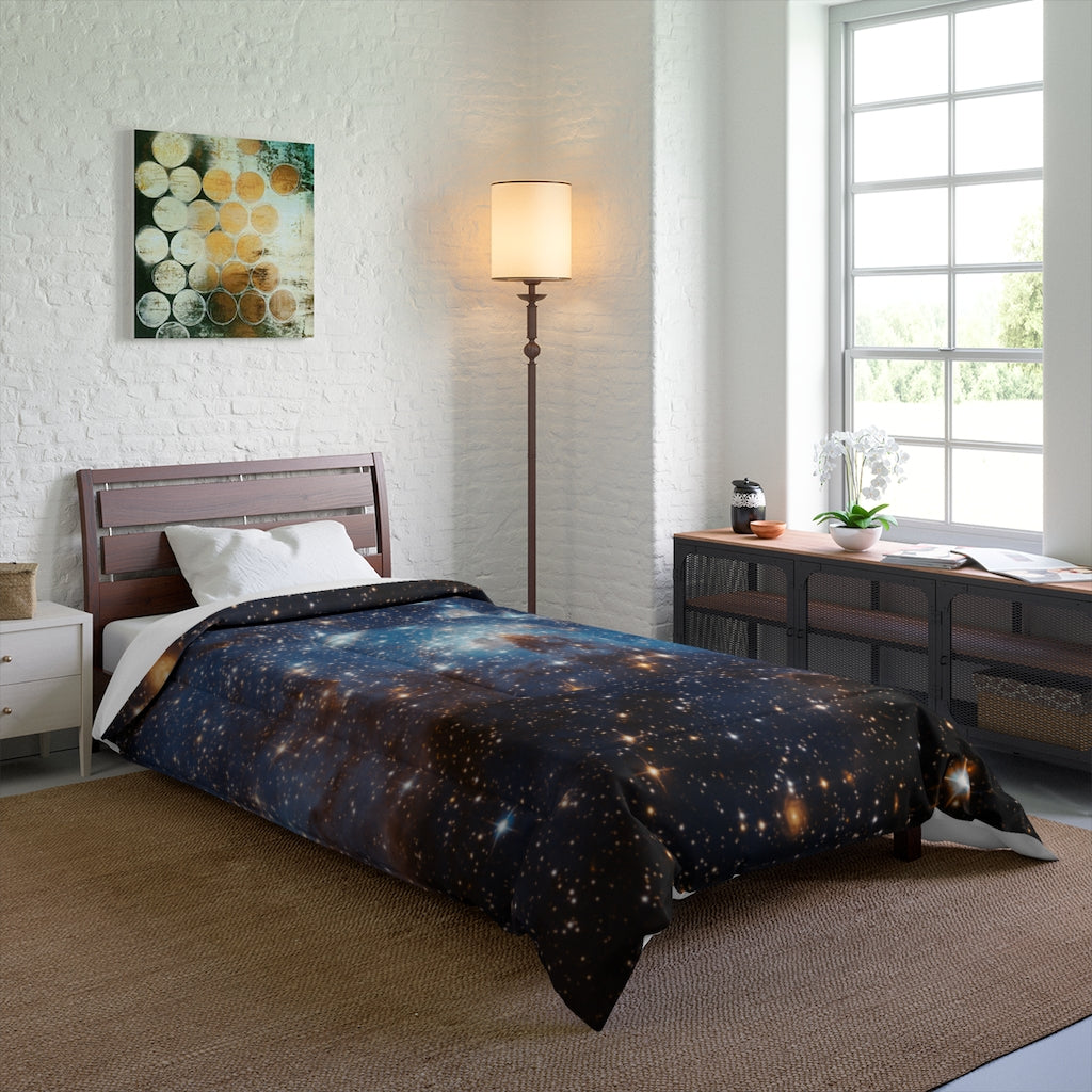 Galaxy Space Bed Comforter, Celestial Stars Constellation King Queen Twin Single Full Size Quilted Blanket Bedding Decor Bedroom Starcove Fashion