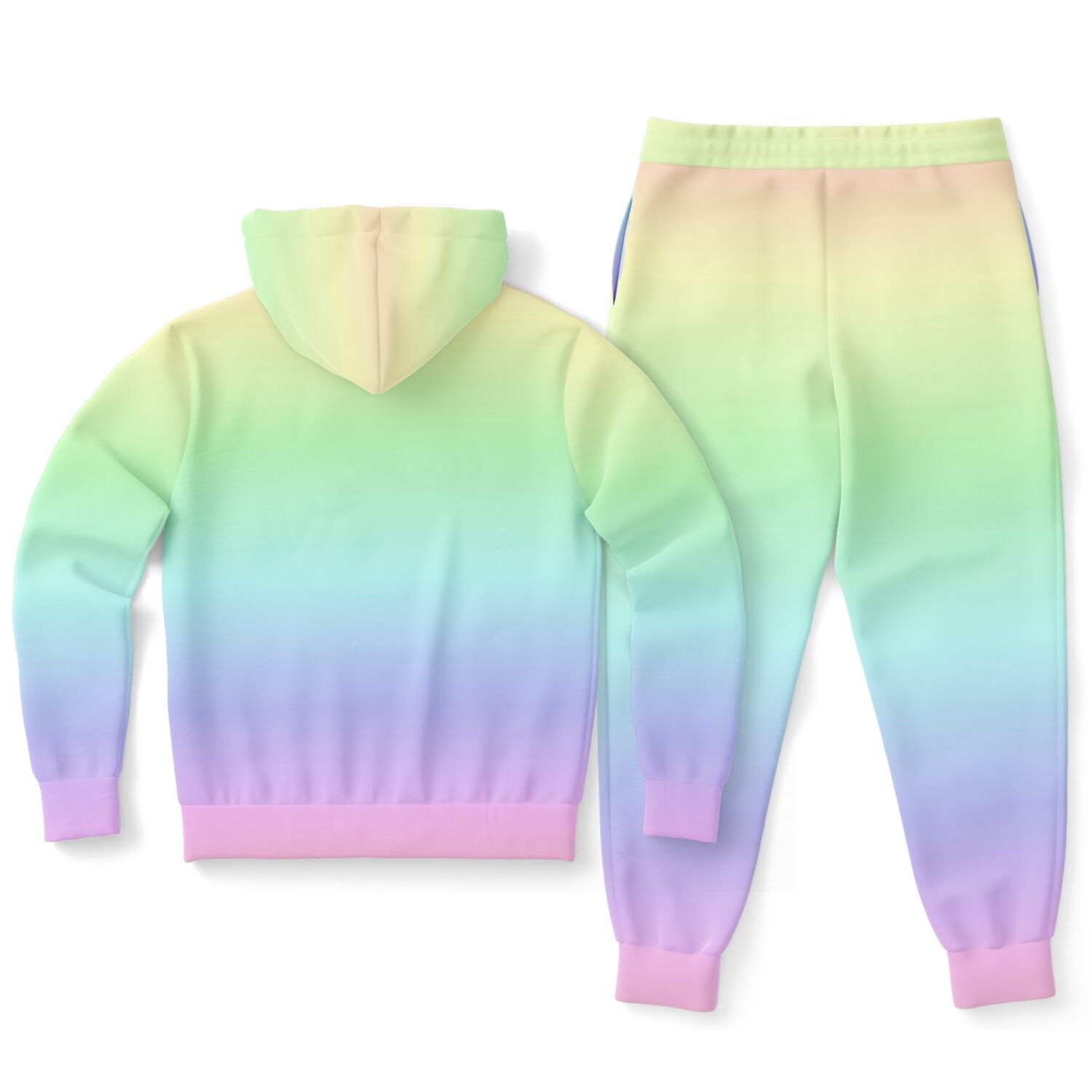 Pastel Rainbow Tie Dye Hoodie Jogger Sweat Set, Ombre Hooded