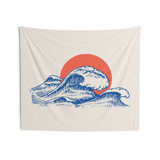 Abstract Sea Wave Tapestry, Sunset Ocean Japanese Landscape Indoor Wall Art Hanging Tapestries Large Small Decor Home Dorm Room Gift Starcove Fashion